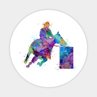 Barrel Racer Boy Colorful Watercolor Rodeo Gift Magnet